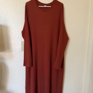 Old Navy Rust Long Sleeve Ribbed Dress